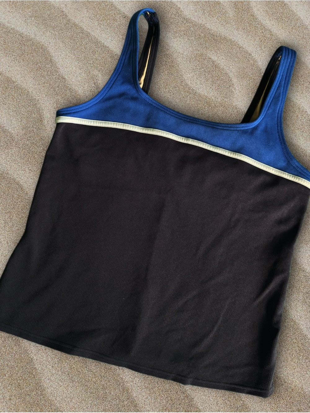Women’s Sz 12 ‘Lands End Navy & Blue Swim Top Tank-Style